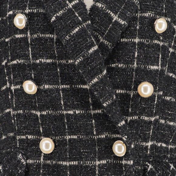 NWT RACHEL ZOE Tweed Double-Breasted Windowpane Blazer Pearl Buttons Size M - Picture 6 of 9